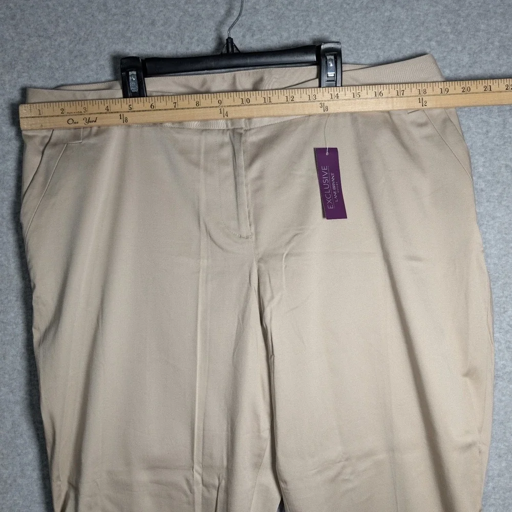 Lane Bryant Womens Trousers Size 18 Khaki Beige Cotton Stretch Cuffed Cropped - Picture 6 of 12